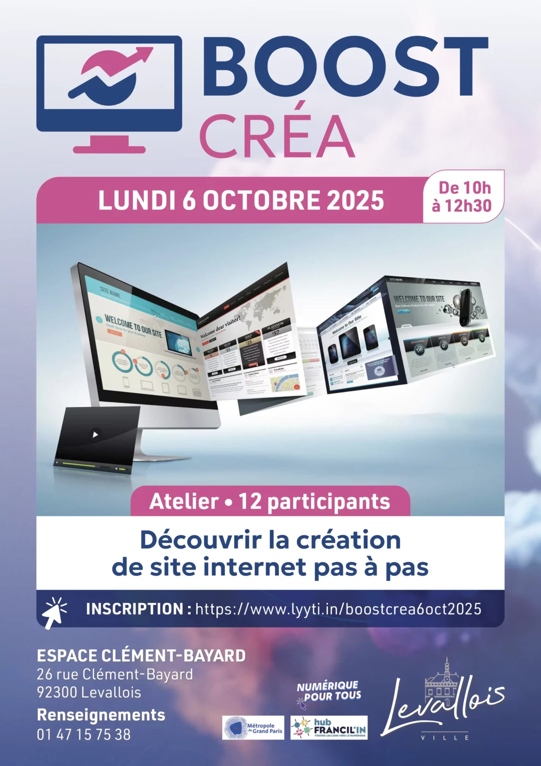 Atelier : Découvrir la création de site internet pas à pas 1 Levallois BOOST CREA 6 OCTOBRE