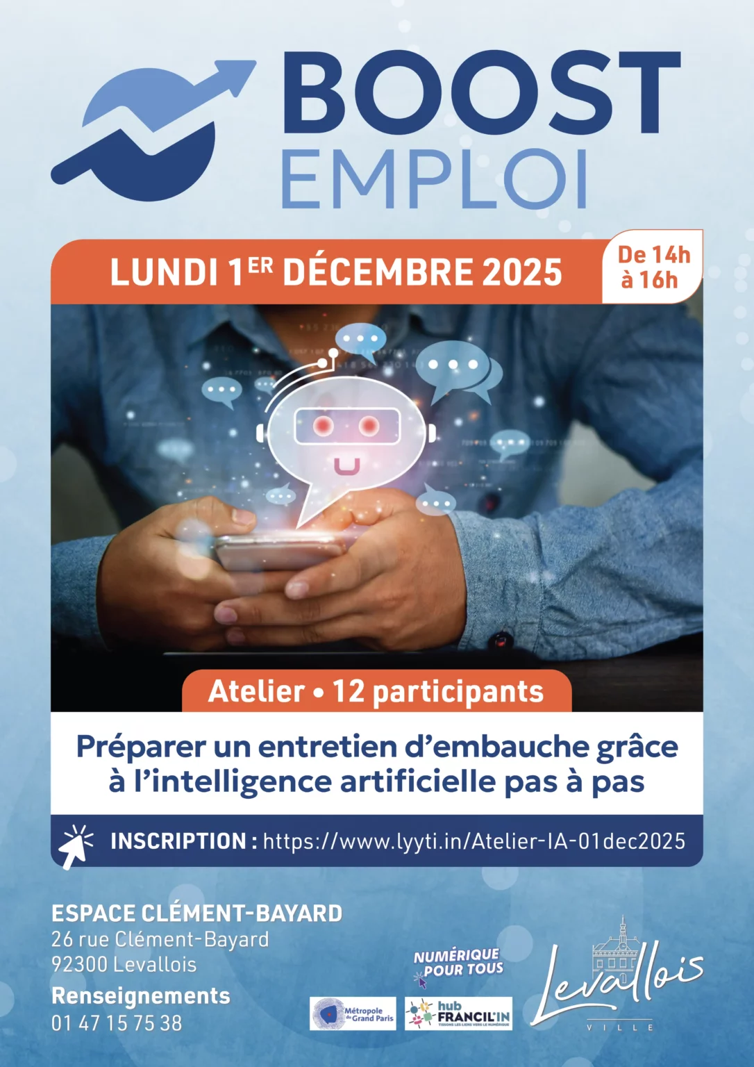 Atelier : Préparer un entretien d'embauche grâce à l'intelligence artificielle pas à pas 1 Levallois CONCEPTION DE CV 1ER DECEMBRE