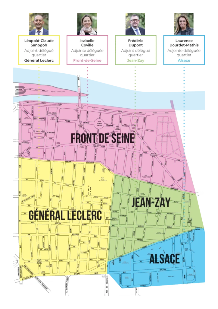 Levallois Plan quartiers avec photos elus 2026